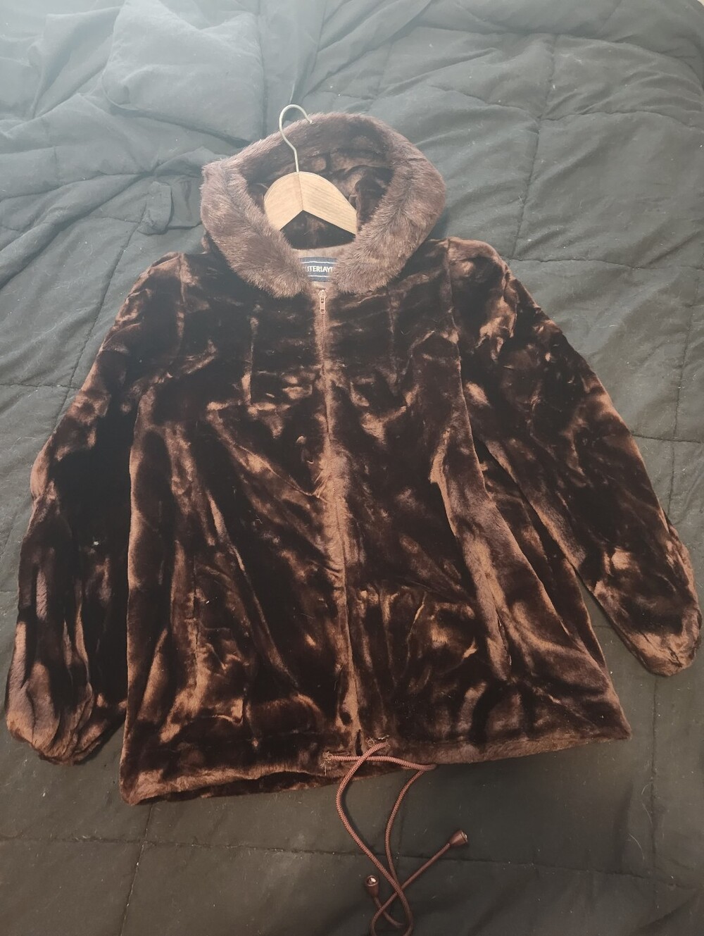 Outerlayers hooded Jacket vintage Coffee Size 7/8 USA Made.